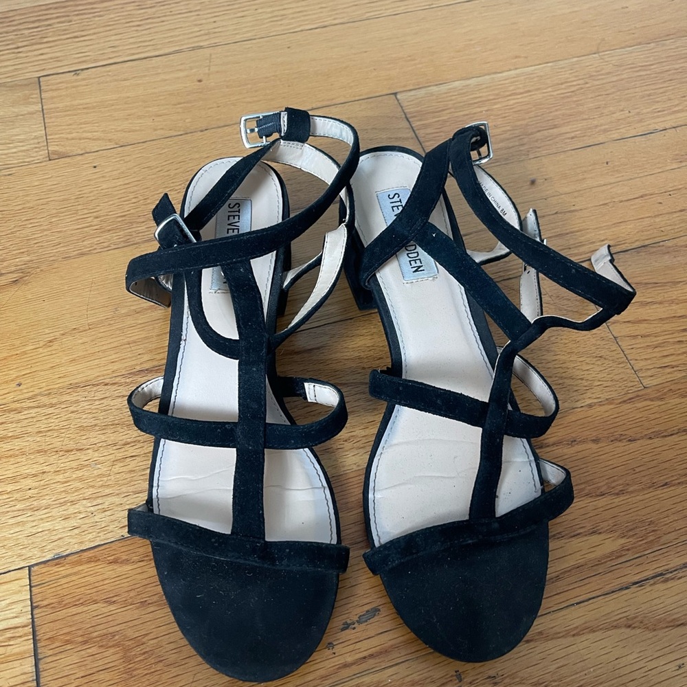 Steve Madden Black Suede Strappy Sandals